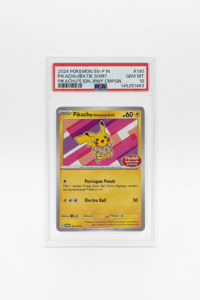 2024 POKEMON INDONESIAN SV-P PROMO #190 PIKACHU IN BATIK SHIRT PSA 10 #190